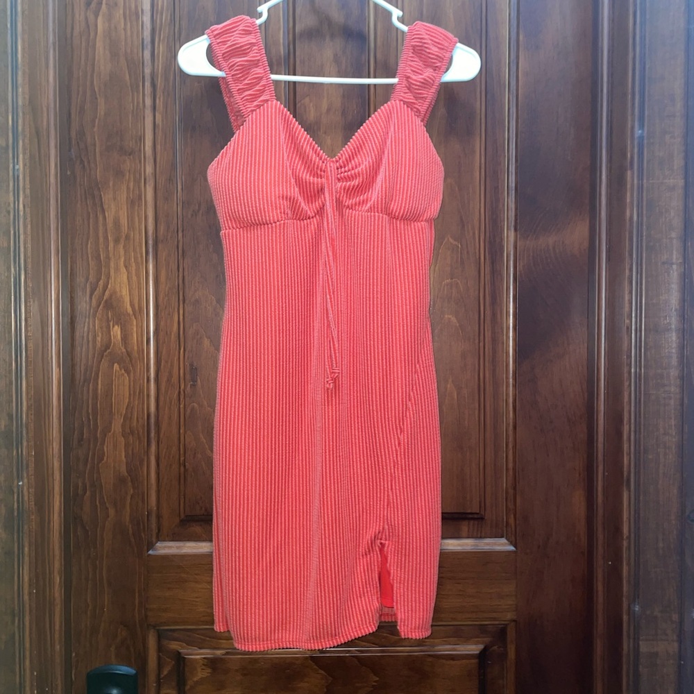 Red Ribbed Mini Dress